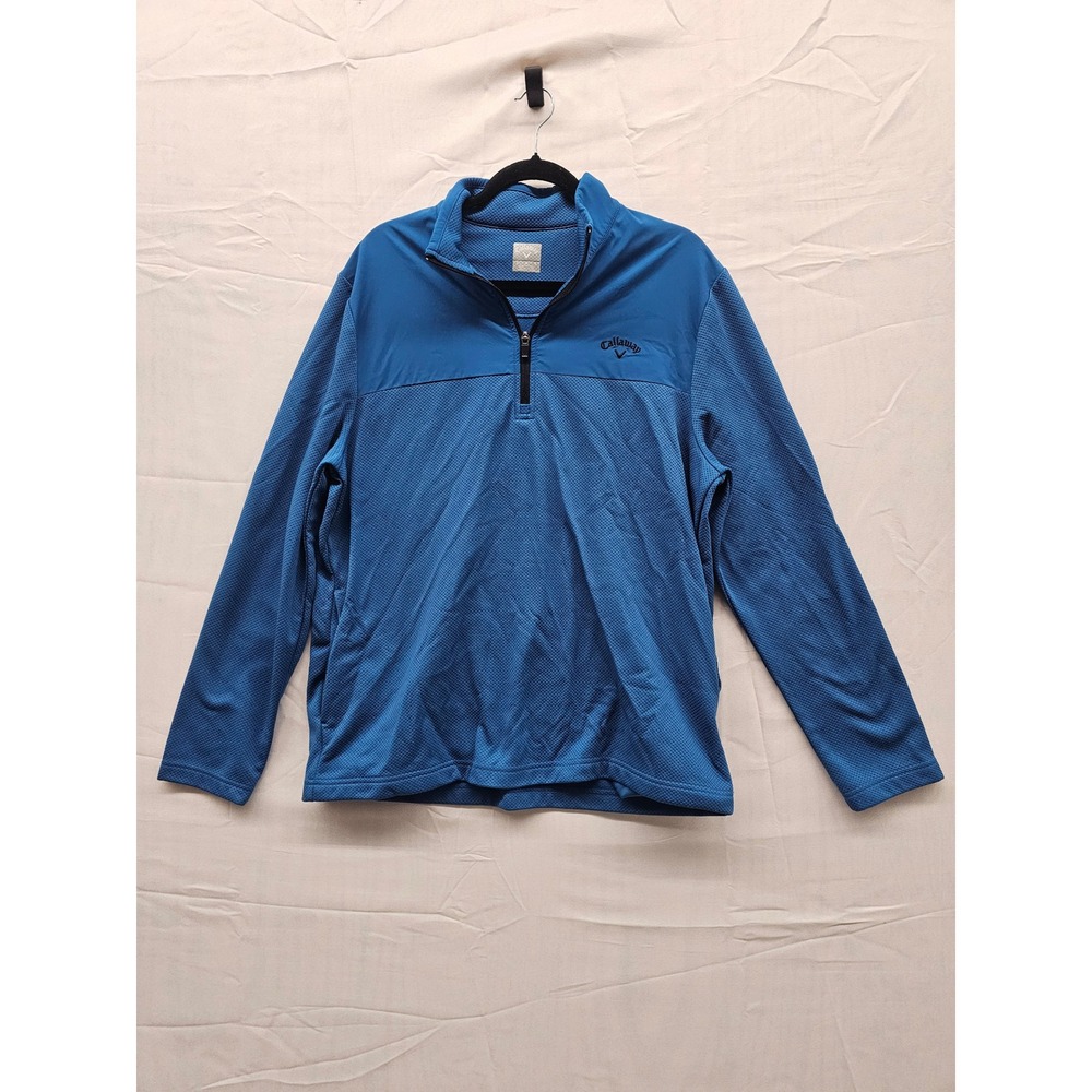 Callaway Mens Blue Quarter‎ Zip Golf Pullover Textured Honeycomb CGKFF0X8 Large
